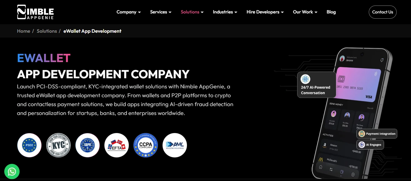Nimble AppGenie- eWallet app development company