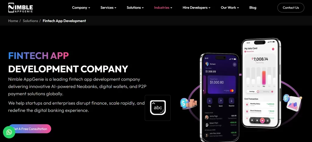 Nimble AppGenie- top Fintech app development company